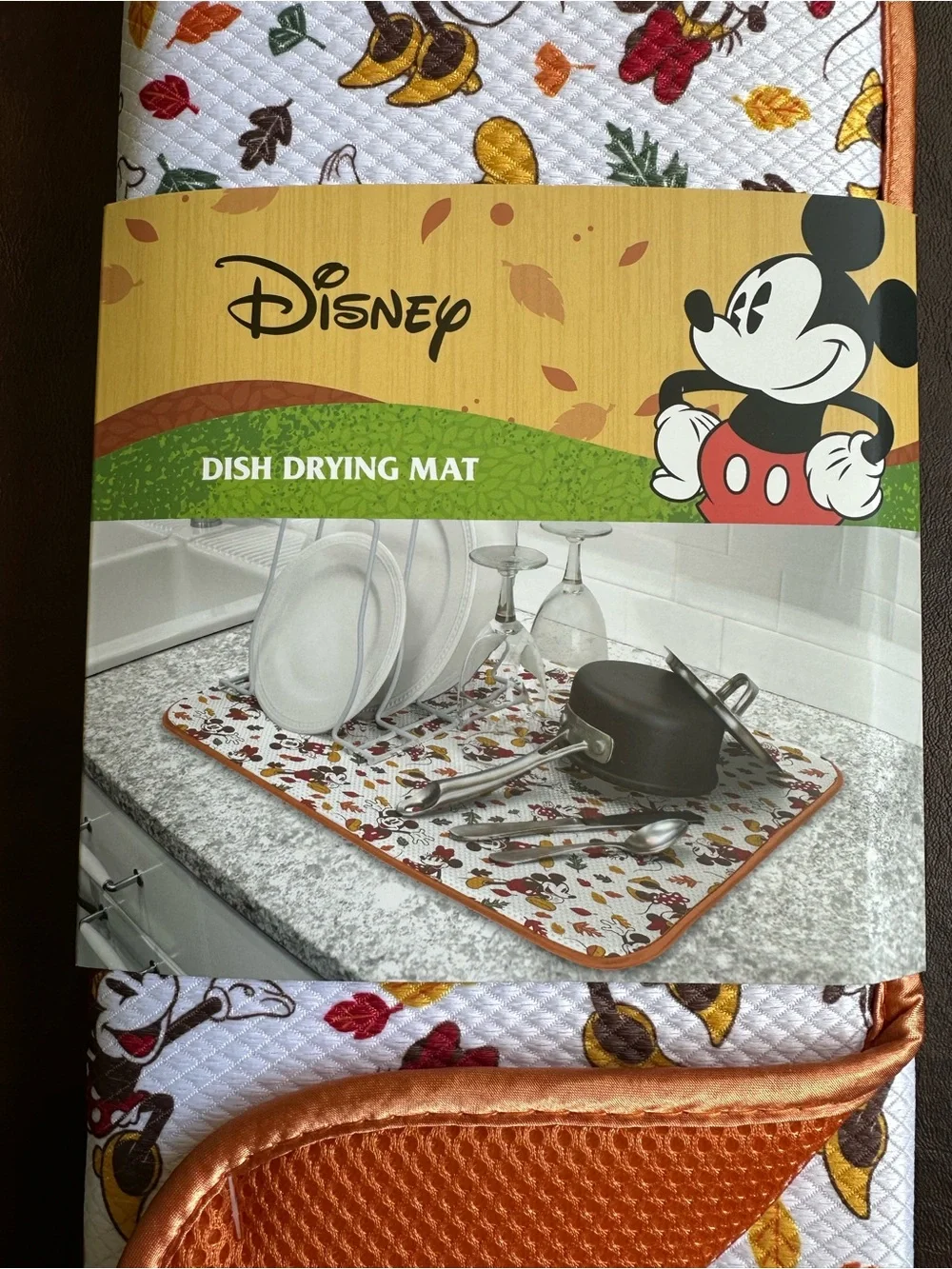 Disney Dish Drying Mat Mickey Mouse And Friends Fall Autumn Leaves